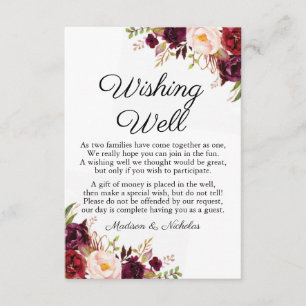 Marsala & Mariage rose Floral Envie de cartes de p