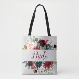 Marsala Marine-BlumenShabby Tasche