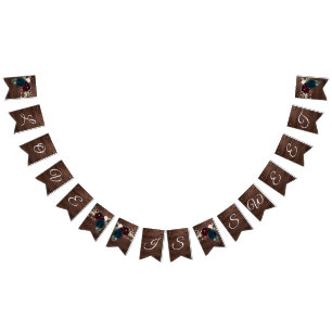 Marsala & Navy Blume Rustikale Holzhochzeit Wimpelkette