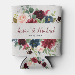 Marsala & Navy Floral Mr & Mrs Gastgeschenk Hochze Dosenkühler
