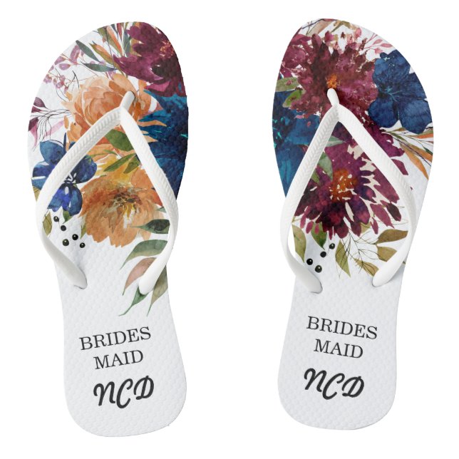 Marsala Orange Floral Bridesmaid Gevor Flip Flops (Fußbett)