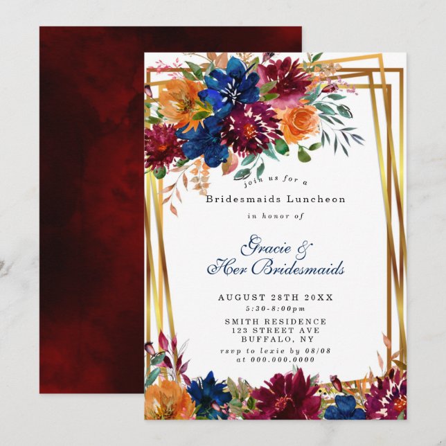 Marsala Orange Floral Bridesmaids Luncheon (Vorne/Hinten)