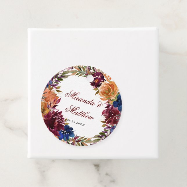 Marsala Orange Floral Geometric Wedding Geschenkanhänger (Beispiel)