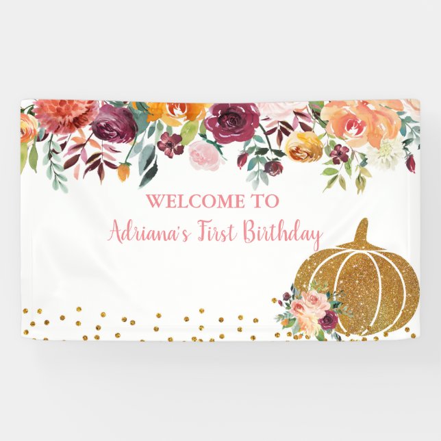 Marsala Our Little Pumpkin Birthday Große Banner (Horizontal)