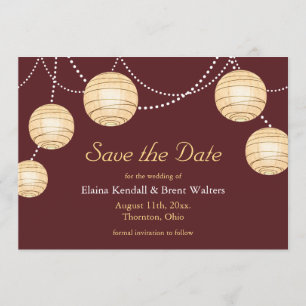 Marsala Party-Laternen-Save the Date Einladung