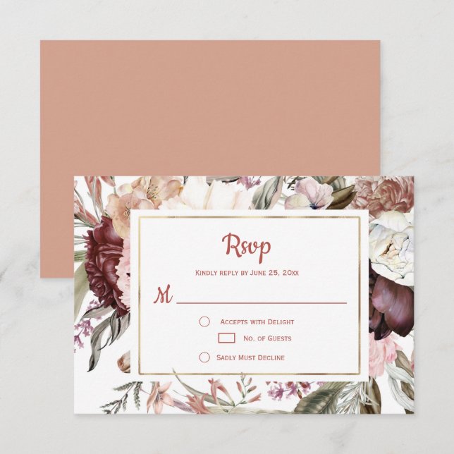 Marsala Peach Terracotta Rosa UAWG RSVP Karte (Vorne/Hinten)