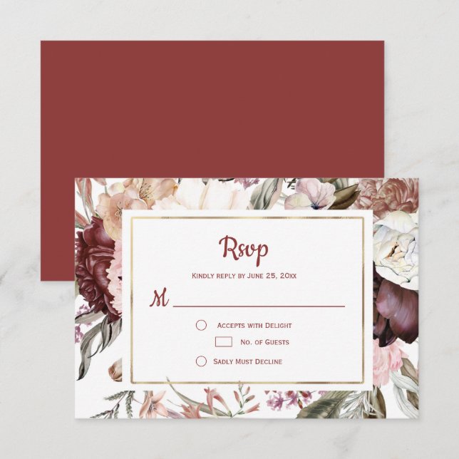 Marsala Peach Terracotta Rosa UAWG RSVP Karte (Vorne/Hinten)