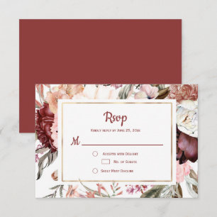 Marsala Peach Terracotta rose Floral RSVP