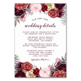 Marsala Peony Hochzeit im Herbst Empfang Cards ein Tischnummer