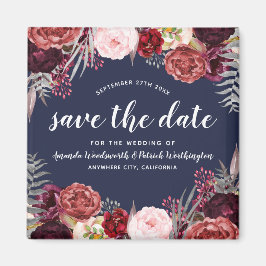 Marsala Peony Wedding Save the Date Magnete Magnet