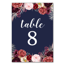 Marsala Peony Wedding Tischnummer Cards