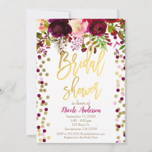 Marsala Pink Blume Florenz Brautparty Einladung