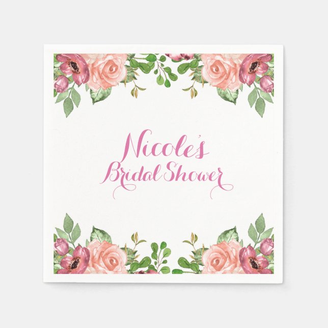 Marsala Pink Blume Florenz Brautparty Serviette (Vorderseite)