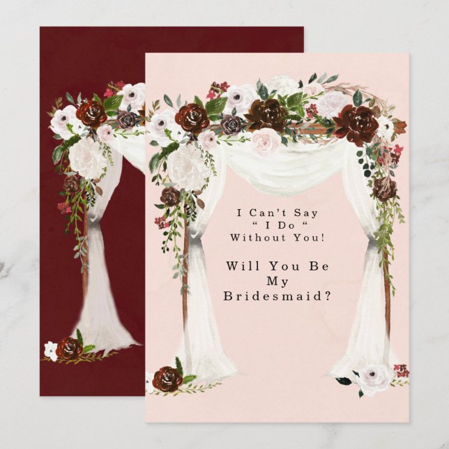 Marsala Pink Canopy wirst du meine Bridesmaid sein Einladung (Vorne/Hinten)