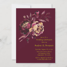 Marsala Red and Gold Peony Bouquet Wedding