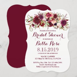 Marsala Red Burgundy Brautparty Einladung