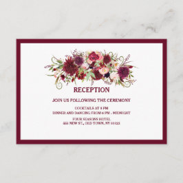 Marsala Red Burgundy Wedding Reception Card Begleitkarte