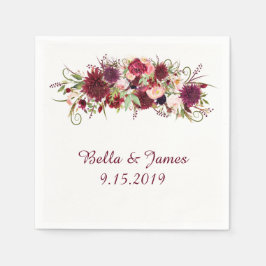 Marsala Red Floral Wedding Collection Napkins Serviette