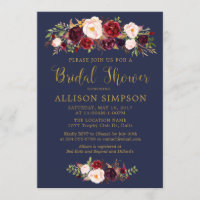Marsala Red Herbst BridalShower Einladungen