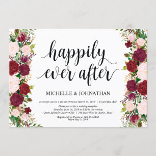 Marsala rosa floral Happy End, heimliche Hochzeit Einladung