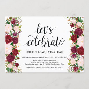 Marsala rosa florale Hochzeit Elopement Empfang Einladung