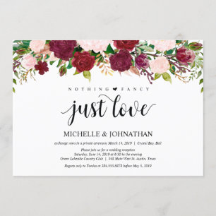 Marsala Rosa Florale Hochzeits-Intimhochzeit-Empfa Einladung