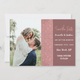 Marsala Rose Gold Glitzer Farbblock Rett Datum Save The Date