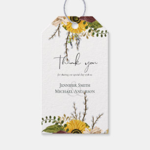 Marsala Rose Sonnenblumen Budget billig Hochzeit Geschenkanhänger