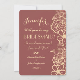 Marsala Rot und Cream Gelb Muster Einladung