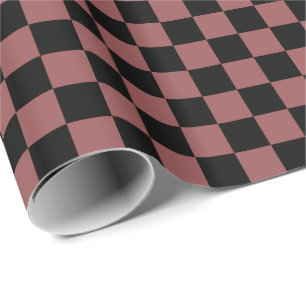 Marsala Rotbraun und Schwarz Karo Geschenkpapier