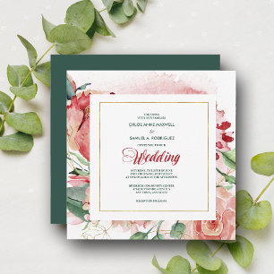 Marsala Rote Flora Einladung zur Hochzeit