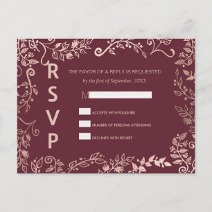 Marsala Rote Rose Gold Florale UAWG Postkarten