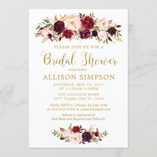 Marsala Rouge Automne Gold BridalDouche Invitation