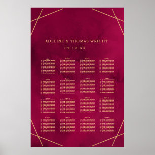 Marsala Rouge Bourgogne moderne Mariage Poster