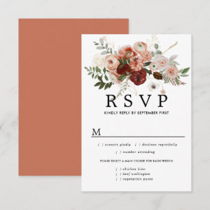 Marsala Terrocotta Wedding RSVP Card, Optionen für