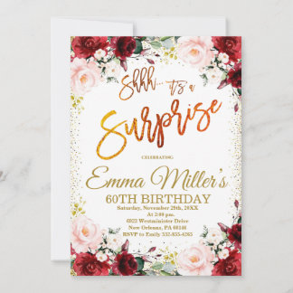 Marsala Überraschung Geburtstag, Burgund Geburtsta Einladung