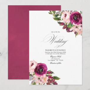 Marsala und Blush Bloral Wedding Einladung