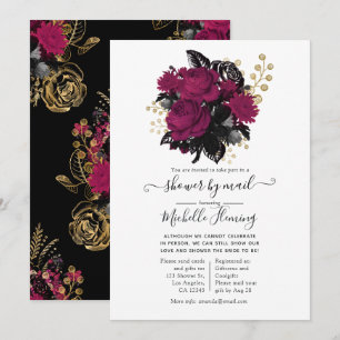 Marsala und Gold Floral Shower per Post Einladung