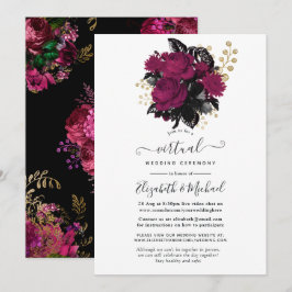 Marsala und Gold Floral Virtual Wedding Einladung