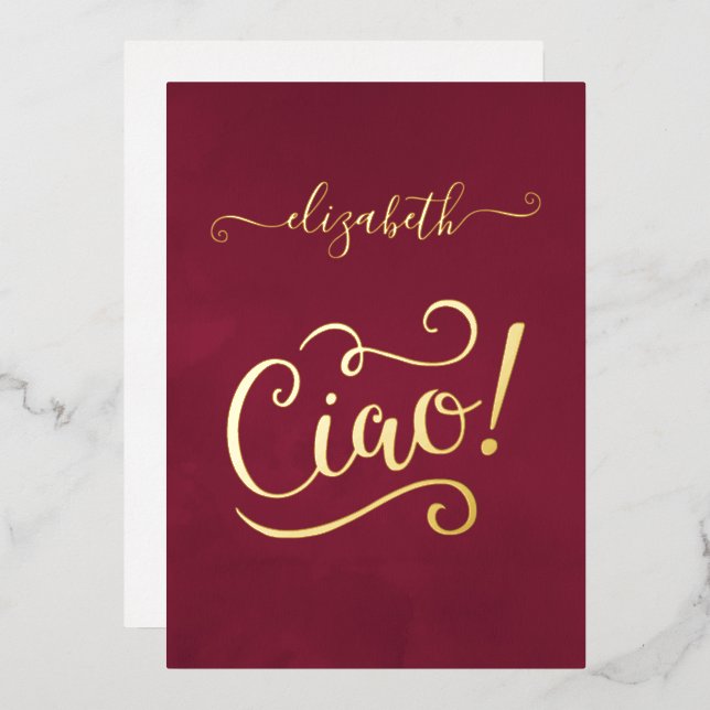 Marsala und Gold Italienisches Brautparty Folieneinladung (Vorderseite/Rückseite)