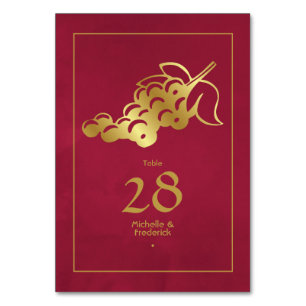 Marsala und Gold Weinprobe Tischnummer