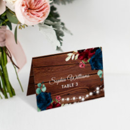 Marsala und Navy Rustic Wood Wedding Platzkarte Tischnummer