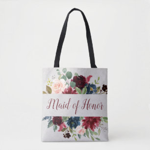 Marsala und Navy Shabby Chic Trauzeugin Tasche