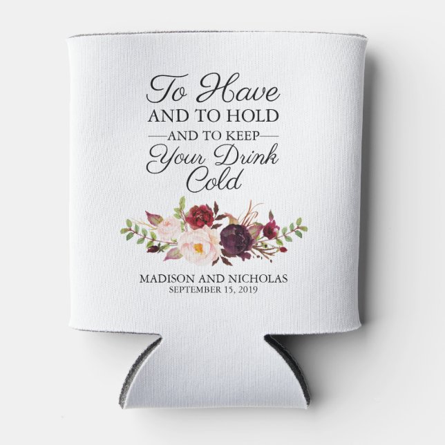 Marsala und Pink Floral Wedding Can Coolers Dosenkühler (Vorderseite)