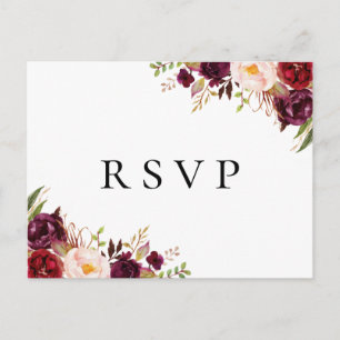 Marsala und Pink Floral Wedding RSVP Postkarten