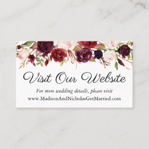 Marsala und rosa Hochzeits-Website-Einsatz-Karten Visitenkarte