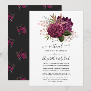 Marsala und Rose Gold Floral Virtual Wedding Einladung