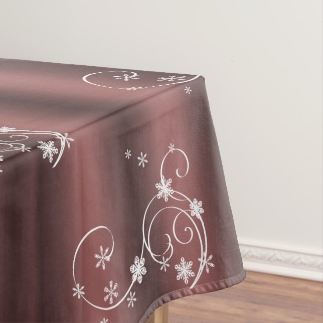 Marsala und Weiße Wirbel Weihnachten Tischdecke (Beispiel)