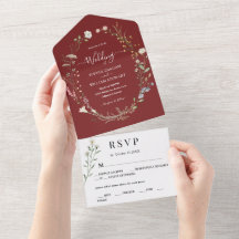 Marsala Watercolor Wildblume Einfache Hochzeit