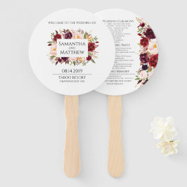 Marsala Wedding Program Round Fächer